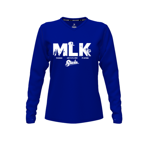 [FTLVPTRY-FYXS-LOGO1] Decker Performance T-Shirt (Female Youth XS, Royal, V Neck, Logo 1, Long Sleeve)